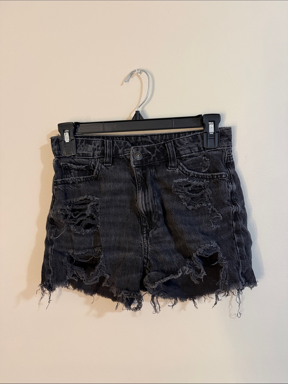 Black Distressed Denim Women's Shorts